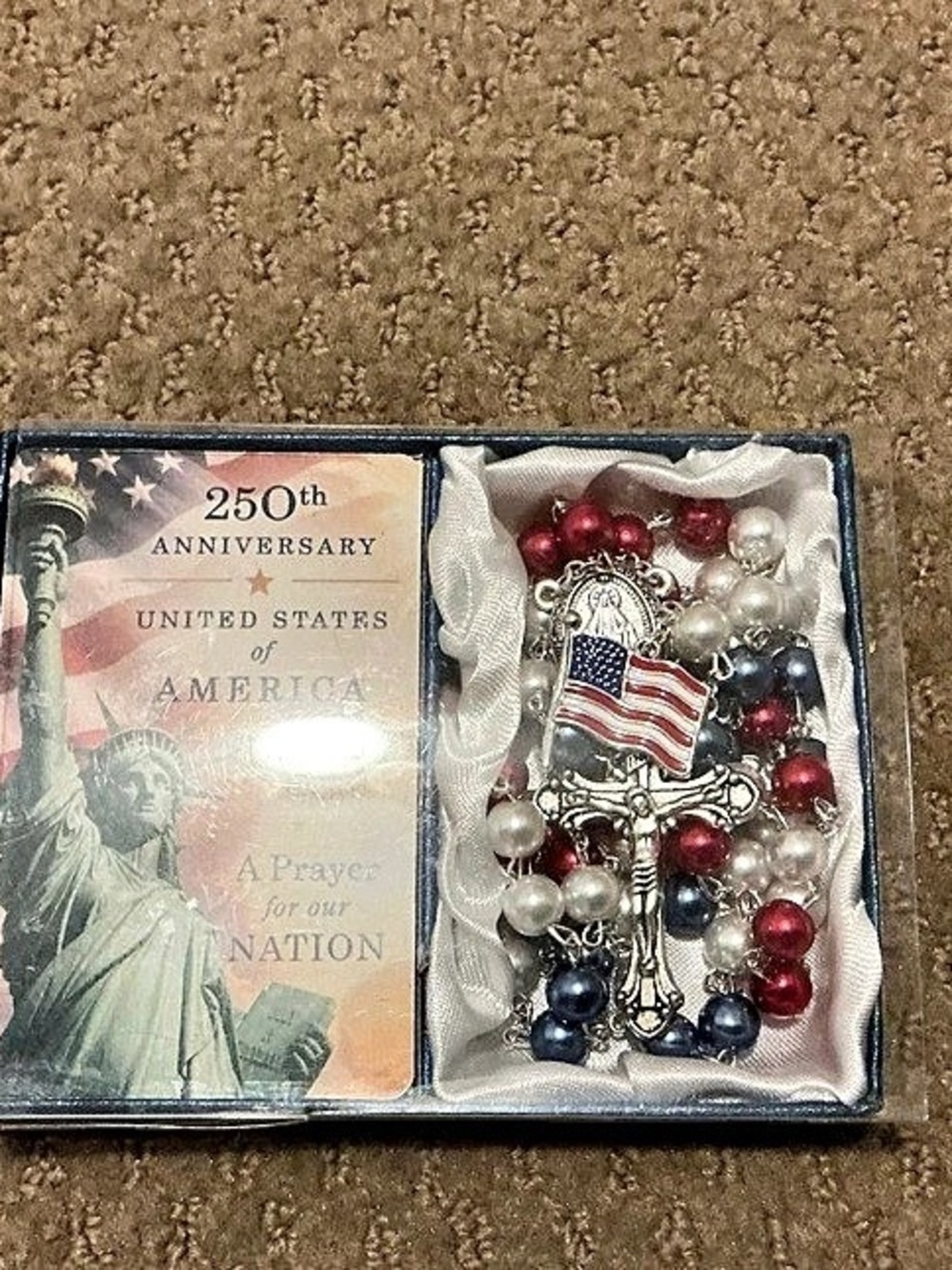 Patriotic Beaded Necklace Red & Blue